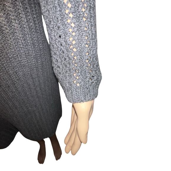 Moda women’s size small fringe neckline open knit sleeve sweater rib dress
 - Picture 7 of 11